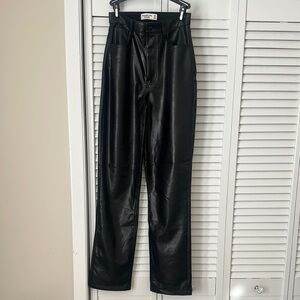Black Glossy Faux Leather Pants